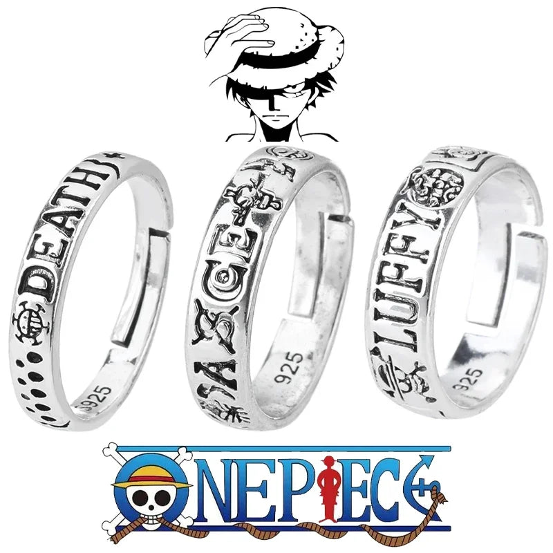 "One Piece Inspired Sterling Silver Rings - Luffy, Ace, Law Designs"