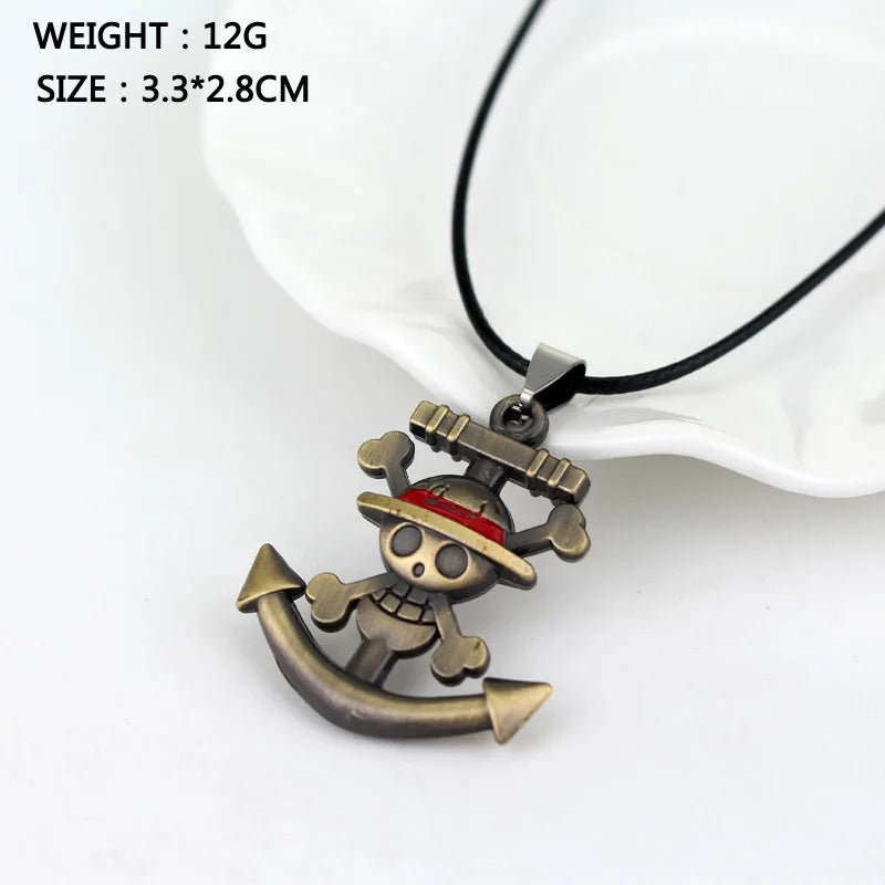 🏴‍☠️ One Piece Luffy Jolly Roger Anchor Necklace – Pirate's Pride! 🏴‍☠️